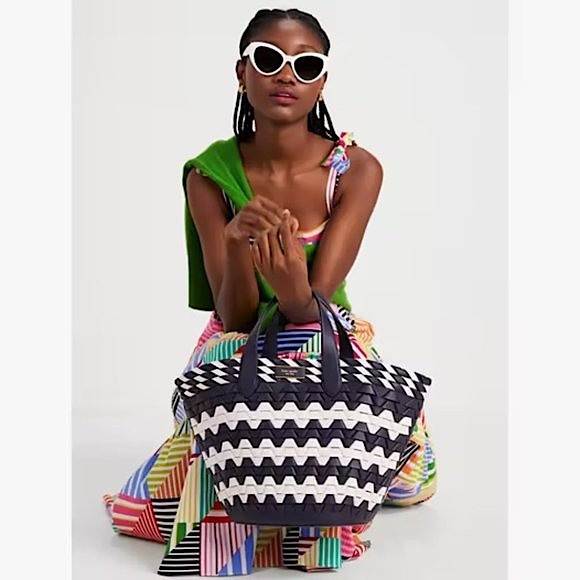 Kate Spade Zigzag Woven Leather Small Tote - Picture 10 of 10